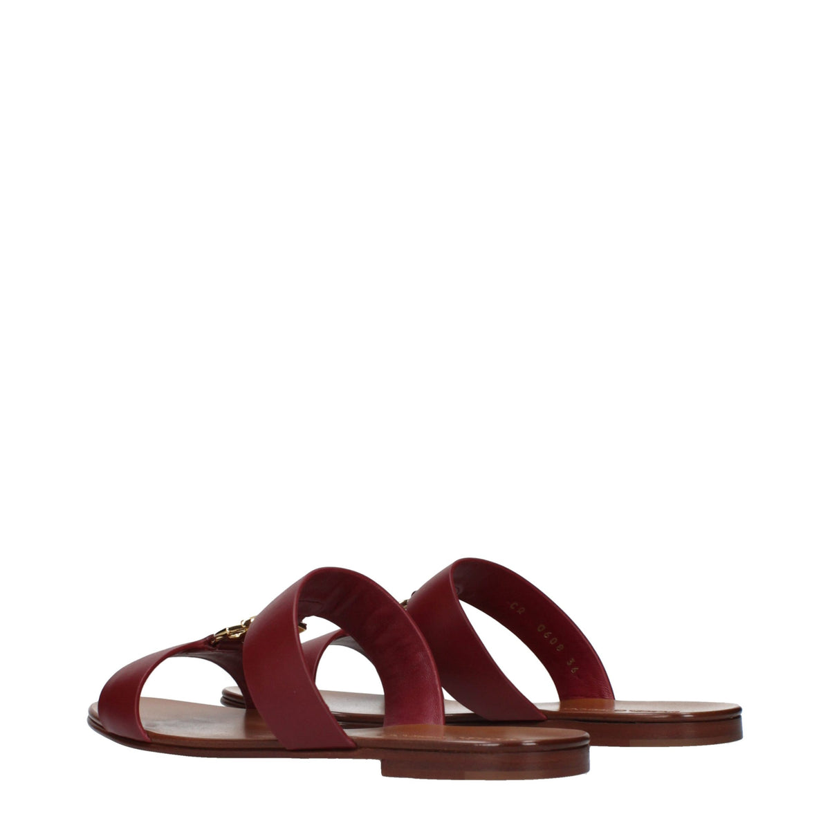 Dolce & Gabbana Red Leather Women's Slippers