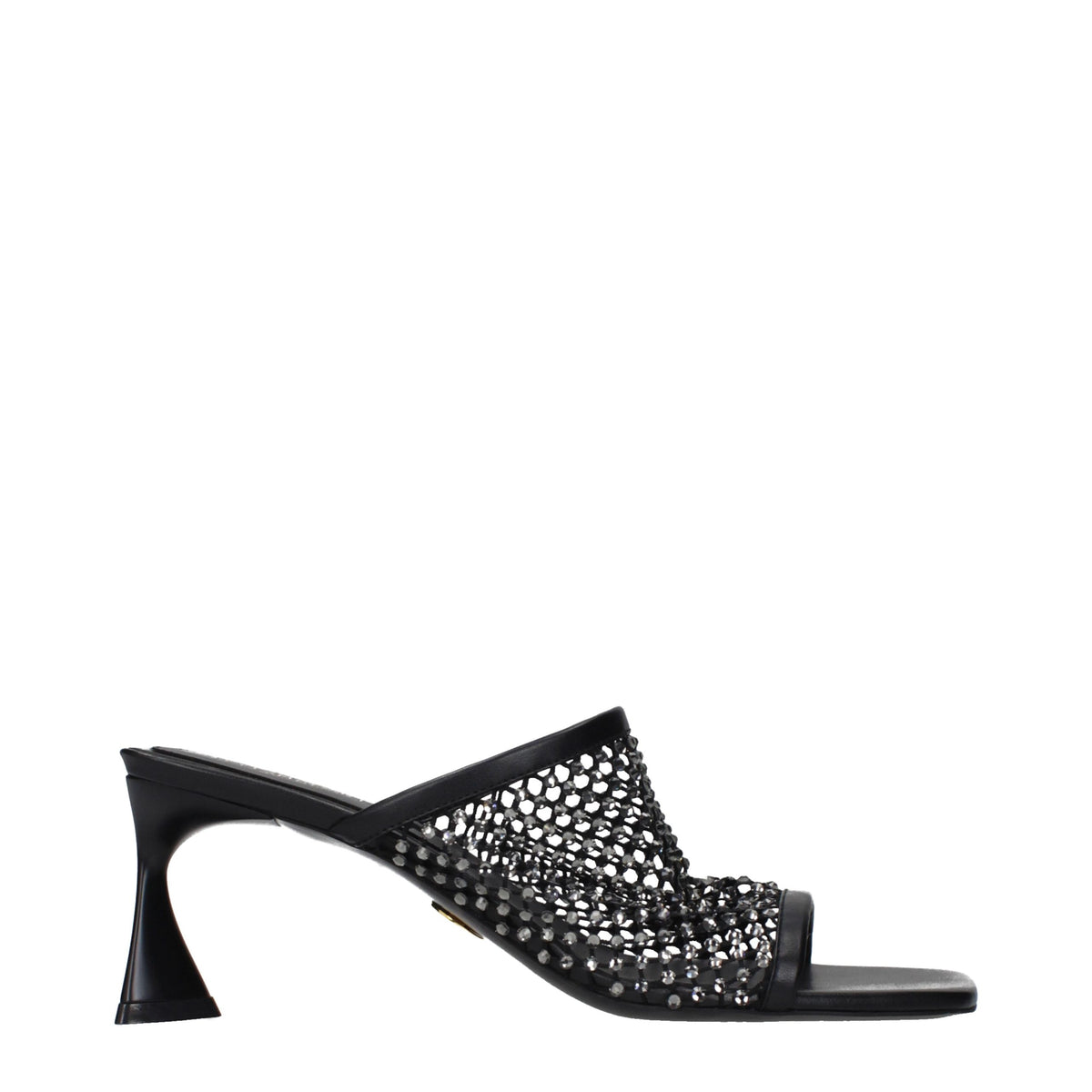 Stella McCartney Black Leather Stiletto Heel Women's Sandals