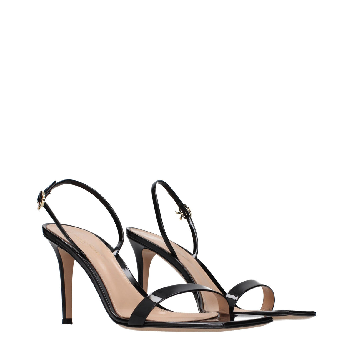 Gianvito Rossi Black Leather Stiletto Heel Women's Sandals