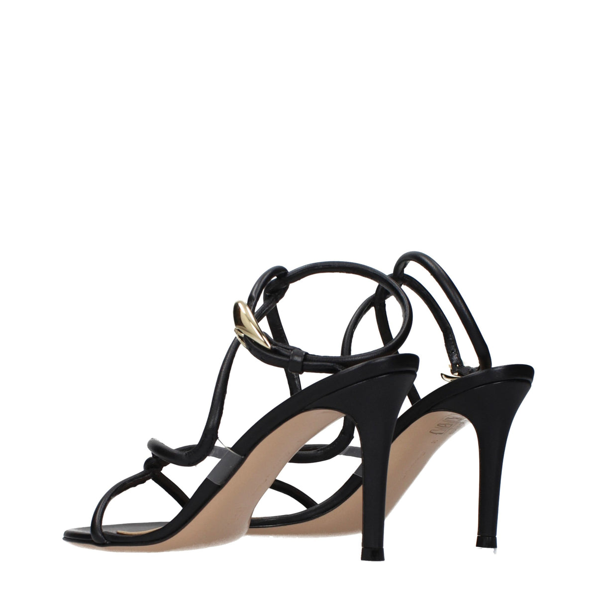 Gianvito Rossi Black Leather Stiletto Heel Women's Sandals