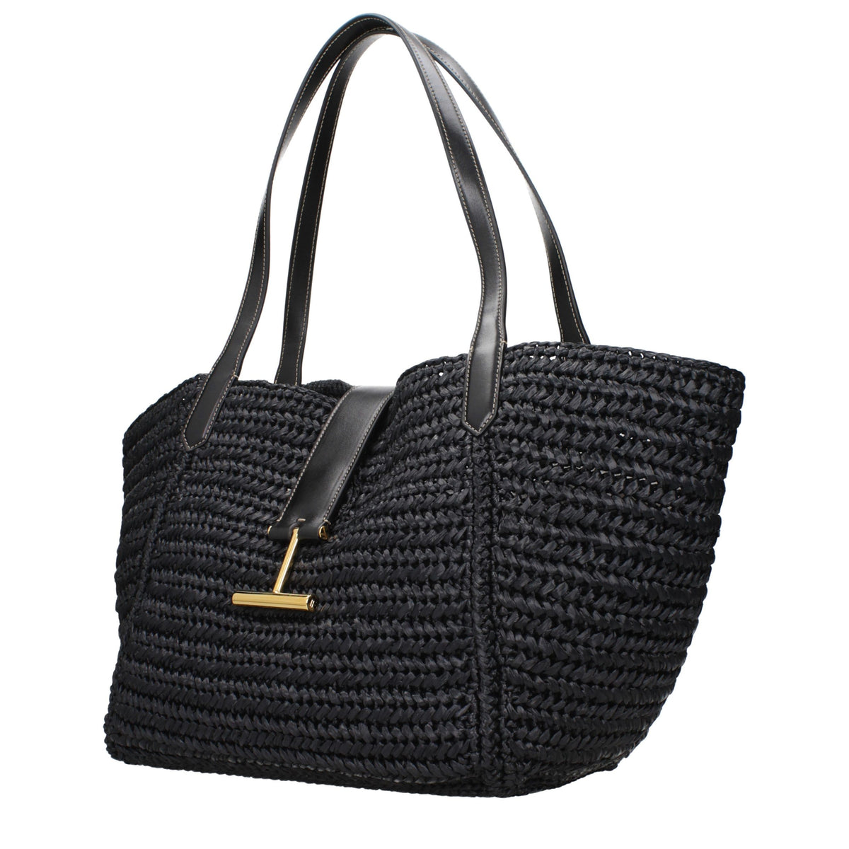 Tom Ford Black Raffia Shoulder Women's Bag