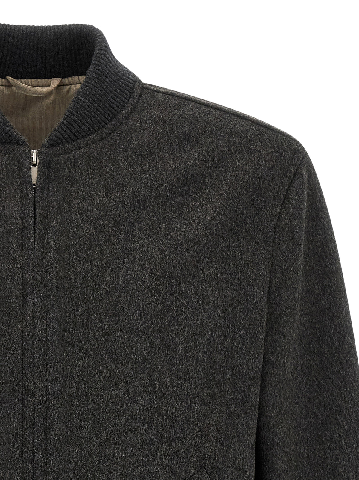 Lardini Gray Virgin Wool Men's Bomber