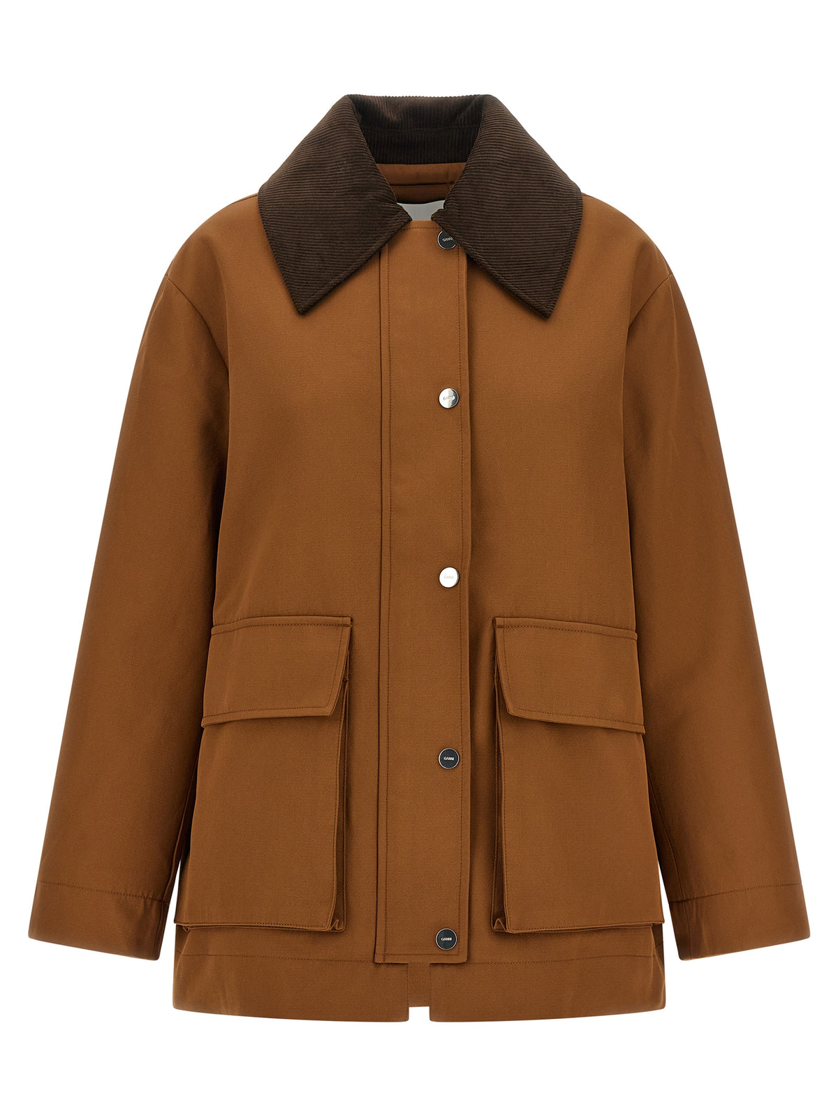 Ganni Brown Recycled Polyester Full-Length Women's Jacket