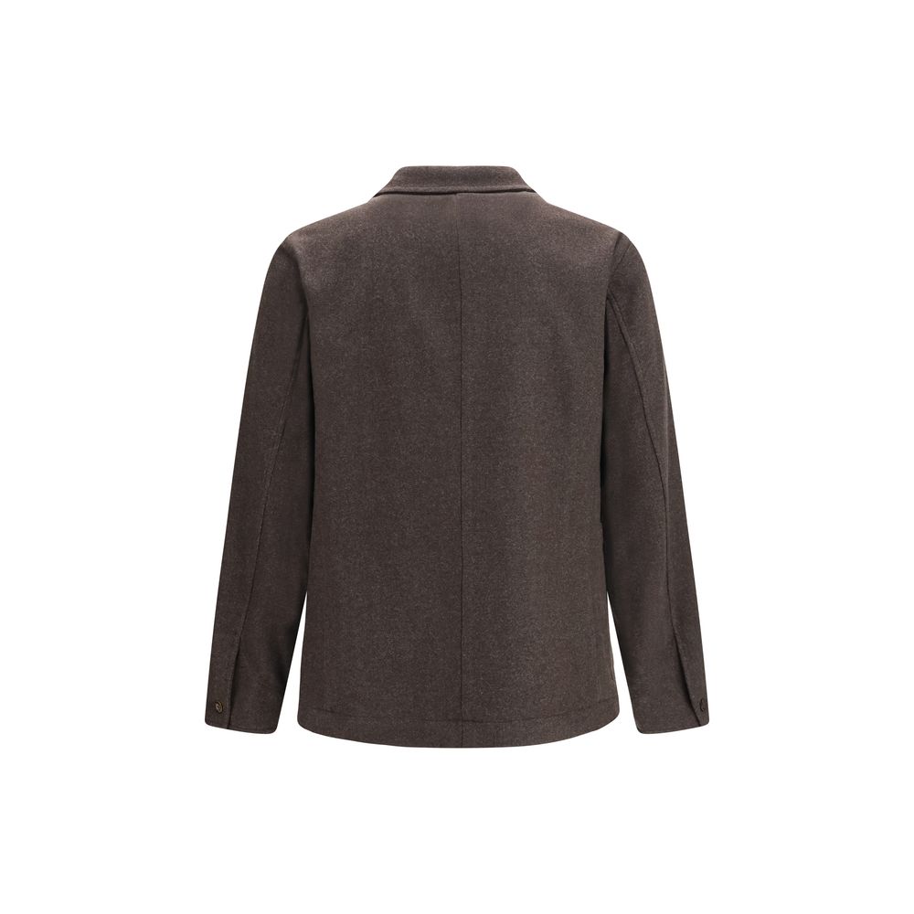 Finamore Brown Wool Oves Aries Full-Length Men's Jacket
