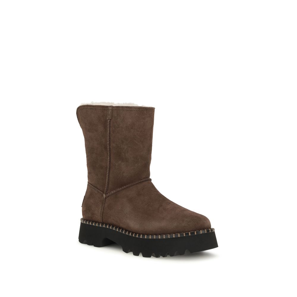 UGG Brown Suede Leather Flat Women's Boots