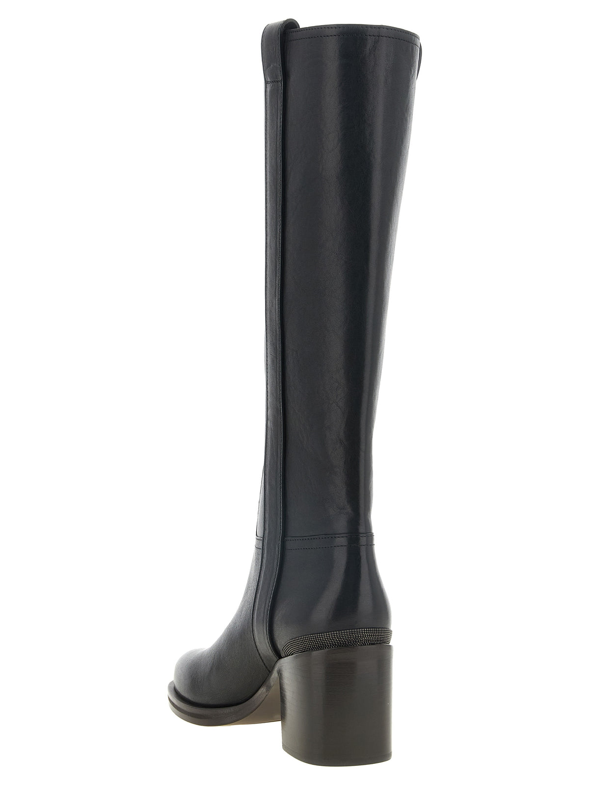 Brunello Cucinelli Black Calfskin Over The Women's Knee