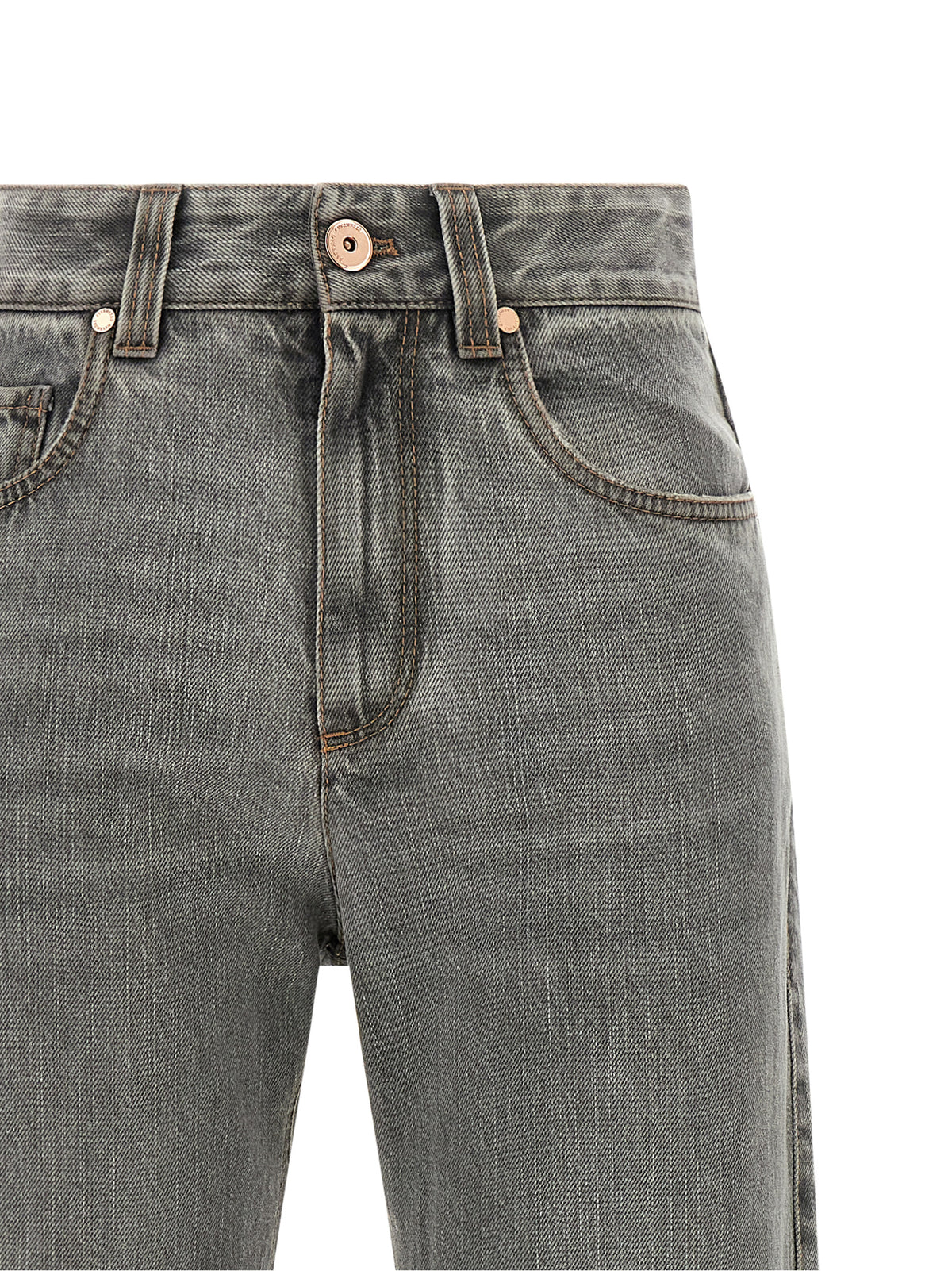 Brunello Cucinelli Gray Cotton Straight-Leg Women's Jeans