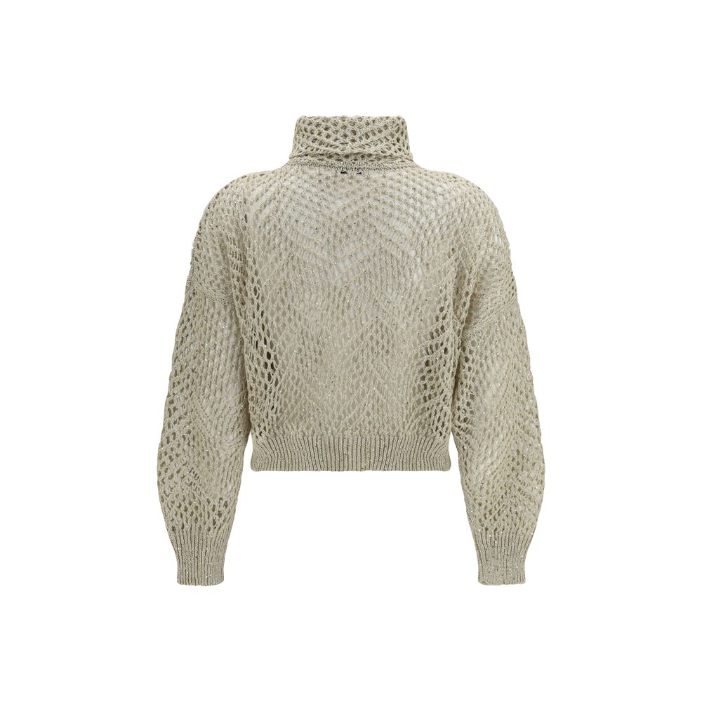 Brunello Cucinelli Beige Linen Women's Cardigan