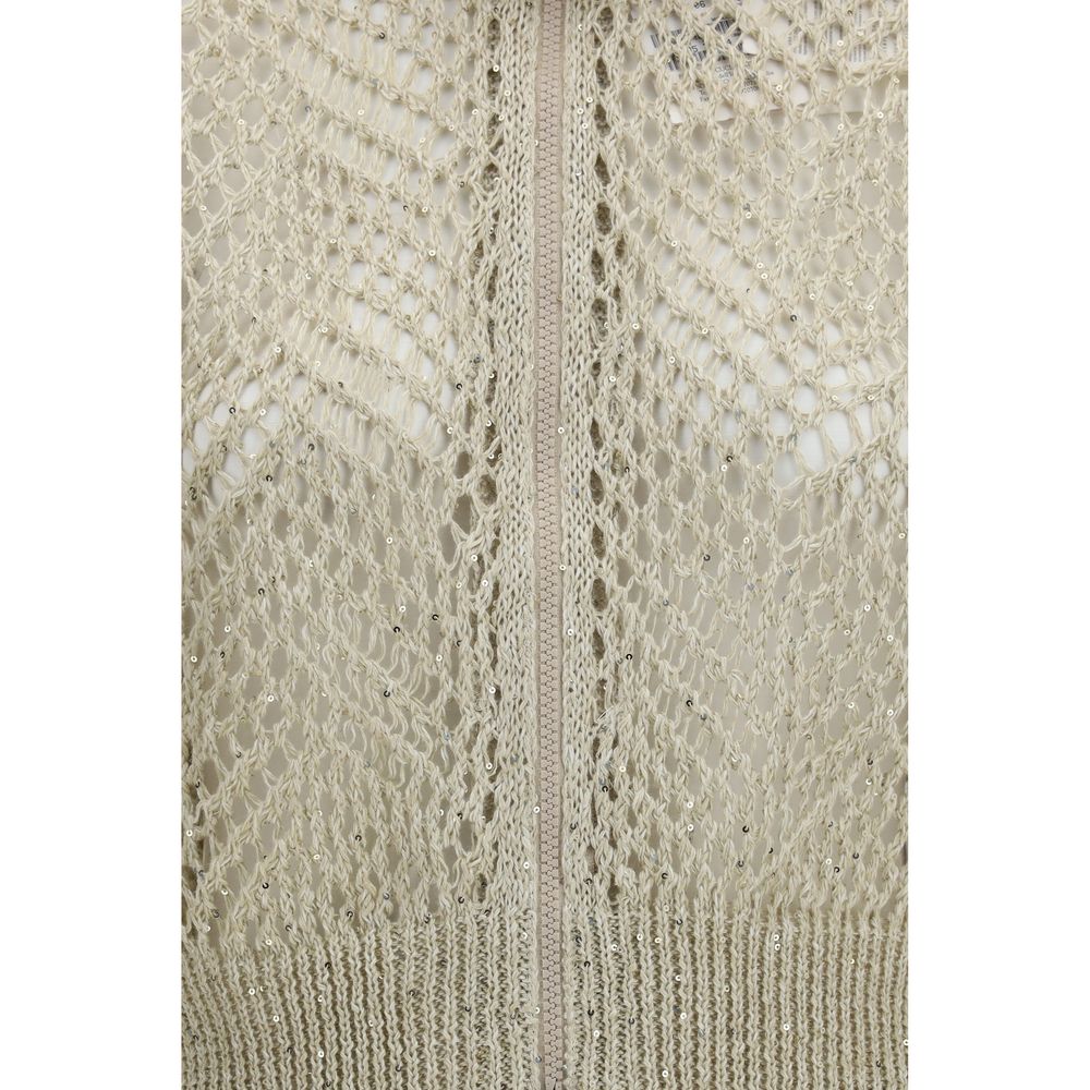 Brunello Cucinelli Beige Linen Women's Cardigan
