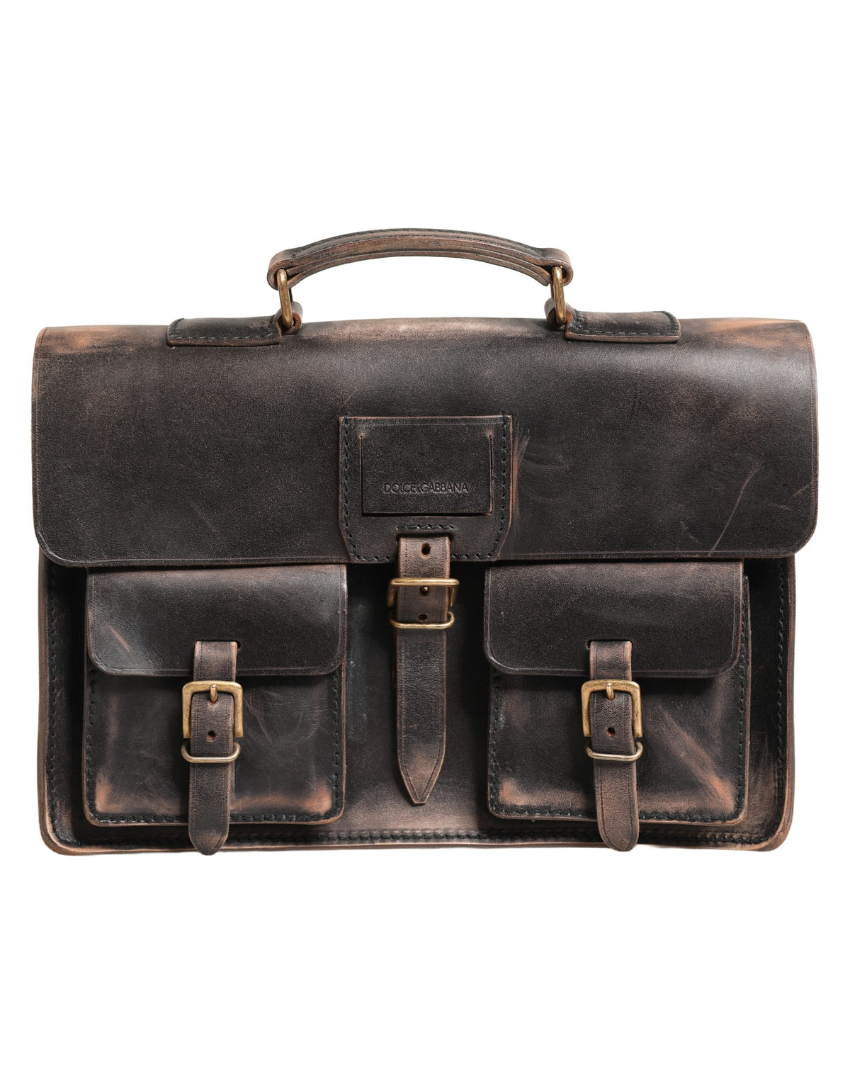 Dolce & Gabbana Black Leather Shoulder Satchel Briefcase Men Borse Men's Bag