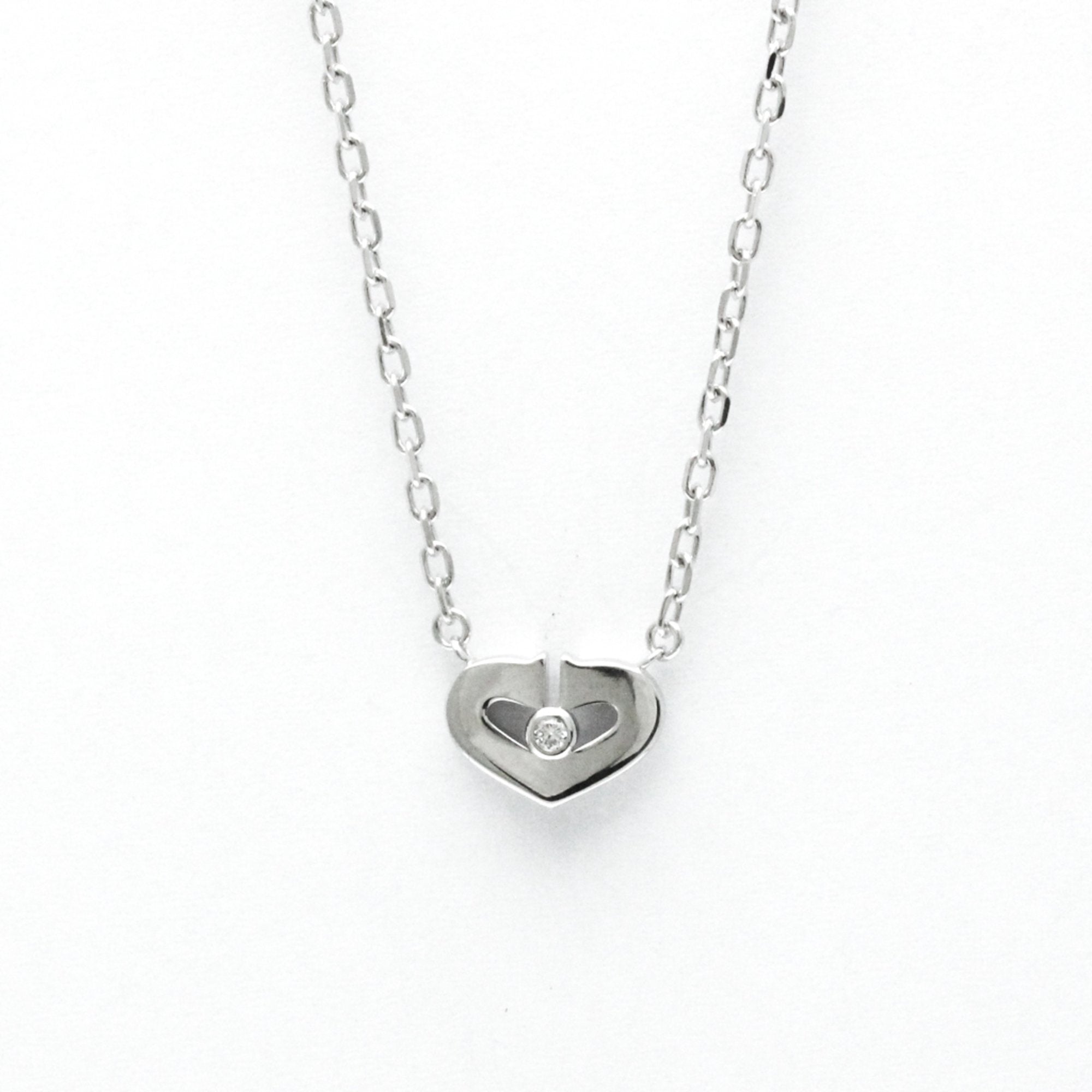 Cartier C Heart Silver White Gold Necklace Jewelry (Pre-Owned)