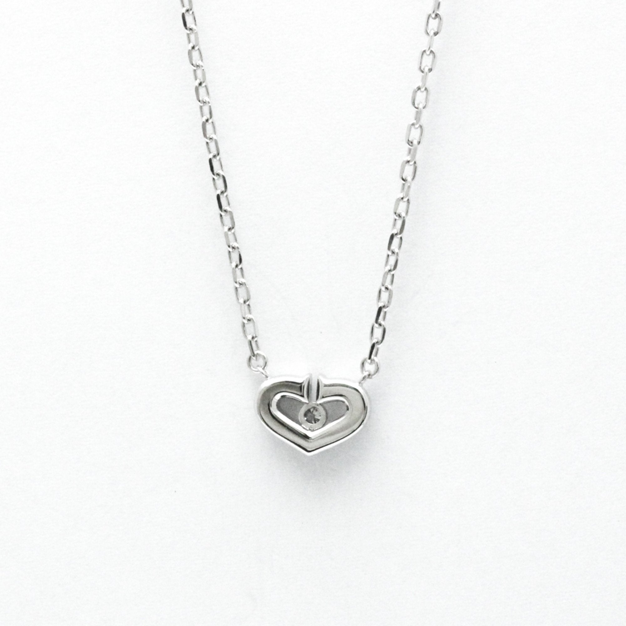 Cartier C Heart Silver White Gold Necklace Jewelry (Pre-Owned)