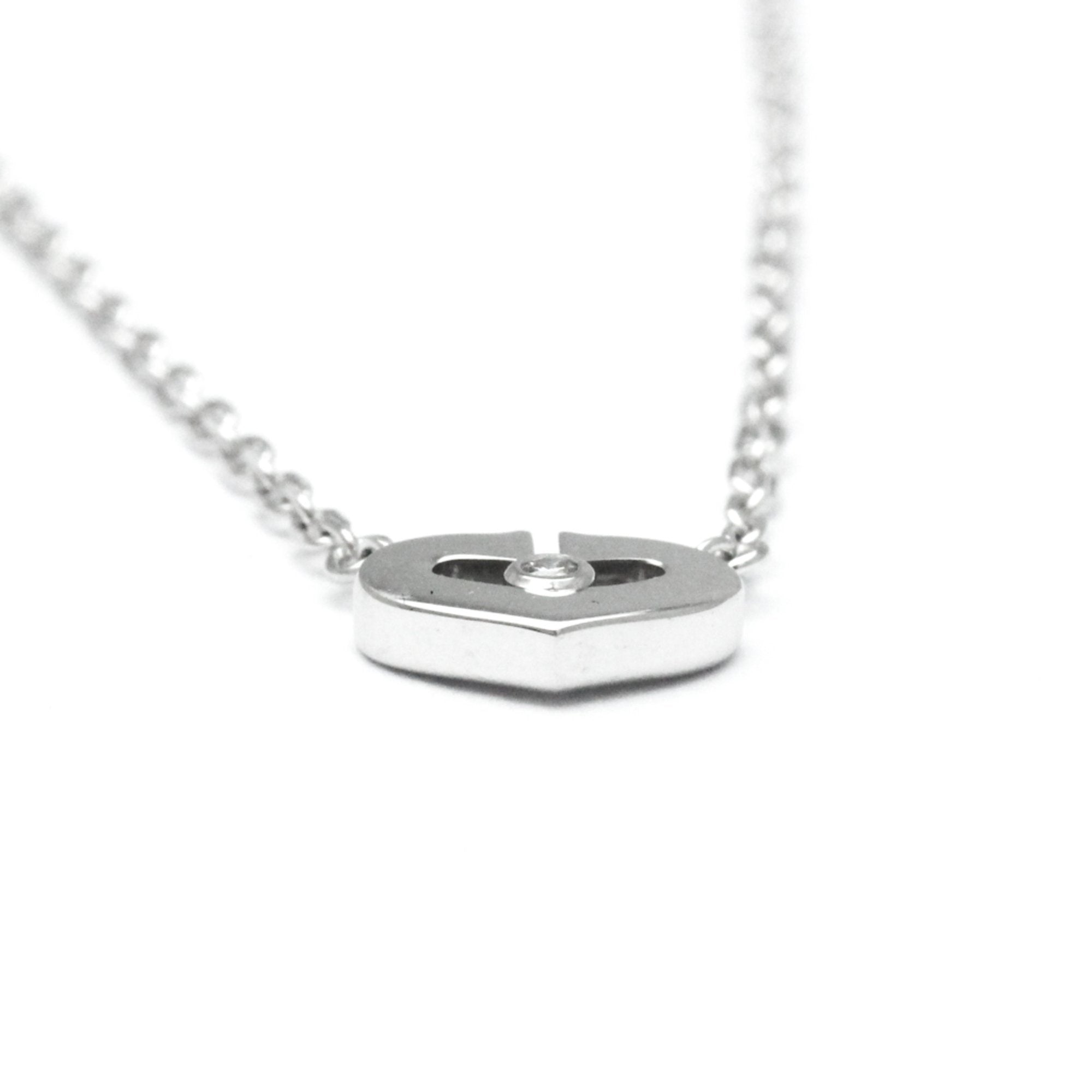 Cartier C Heart Silver White Gold Necklace Jewelry (Pre-Owned)