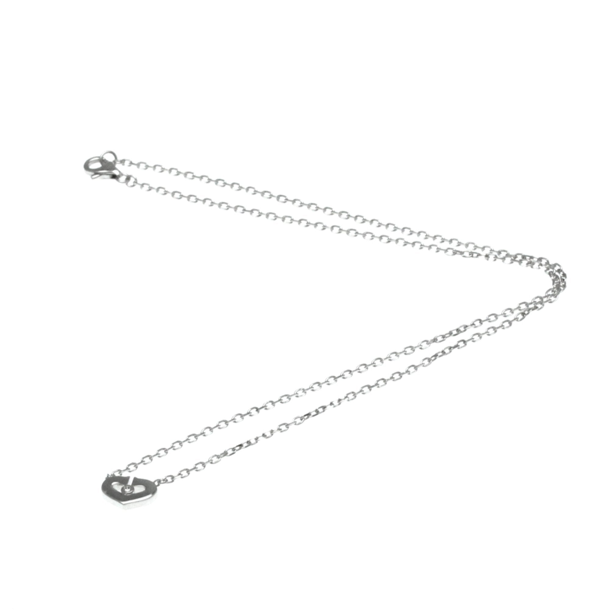 Cartier C Heart Silver White Gold Necklace Jewelry (Pre-Owned)