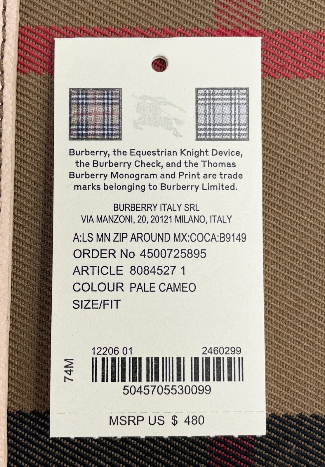 Burberry Burberry MN Zip Around Check Coin Women's Wallet