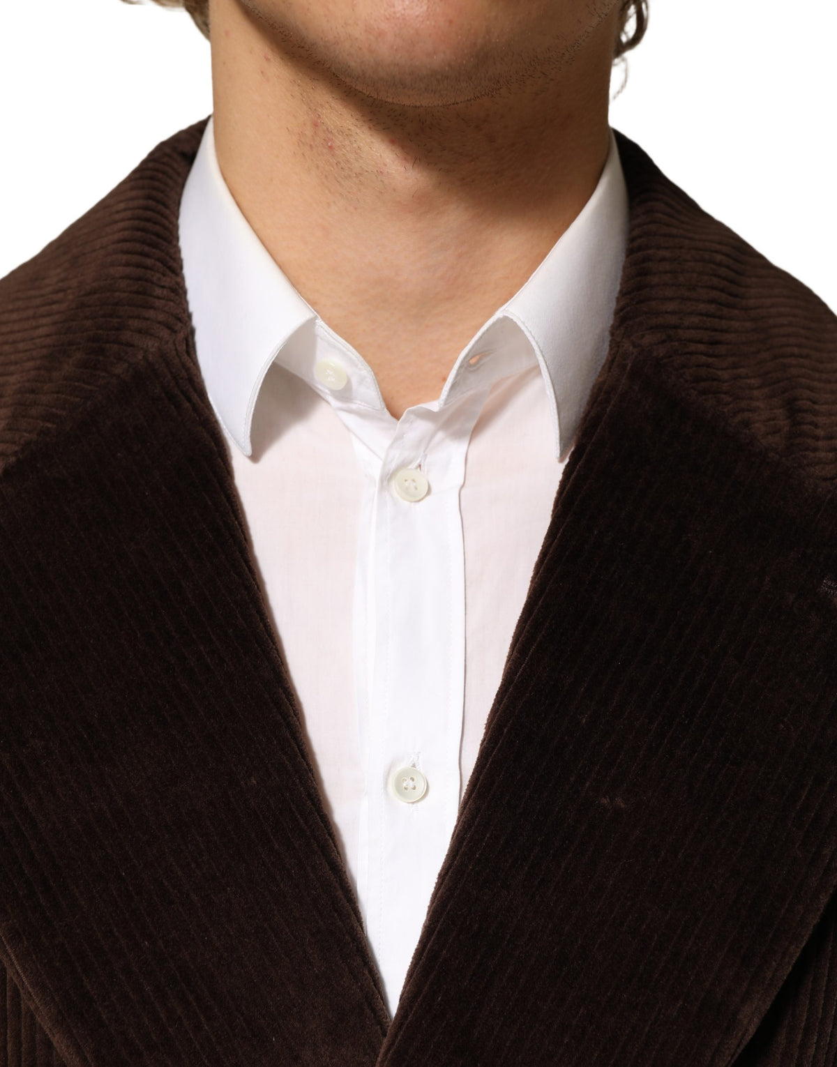 Dolce & Gabbana Brown Double Breasted Corduroy Blazer Men's Jacket