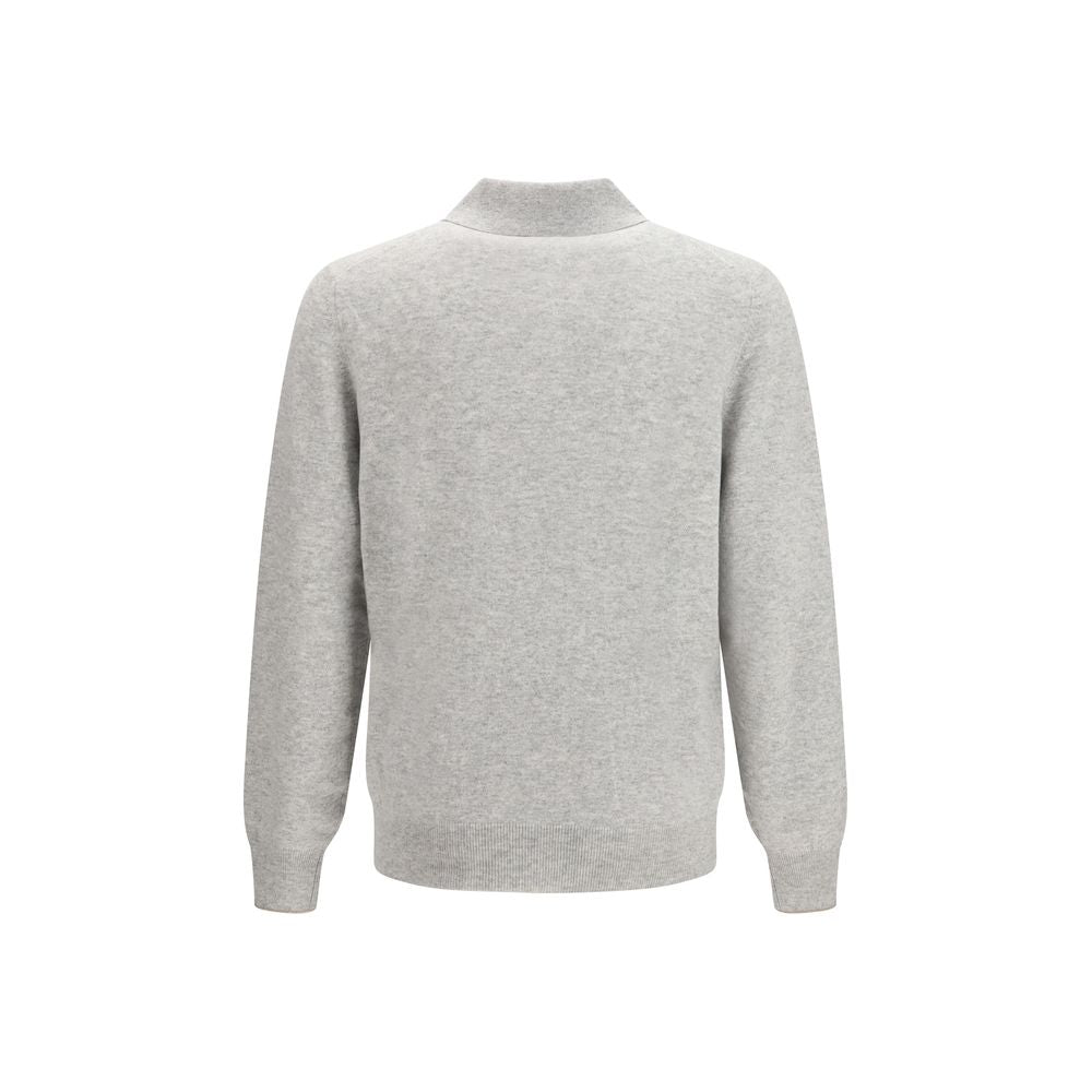Brunello Cucinelli Gray Cashmere Polo Men's Shirt