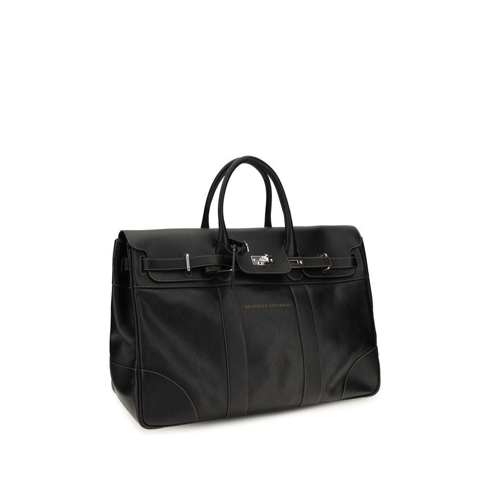 Brunello Cucinelli Black Calf Leather Bos Taurus Luggage And Men's Travel