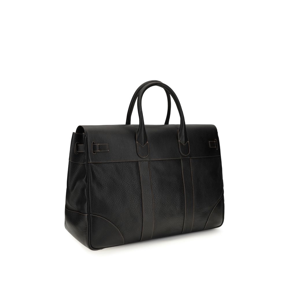 Brunello Cucinelli Black Calf Leather Bos Taurus Luggage And Men's Travel