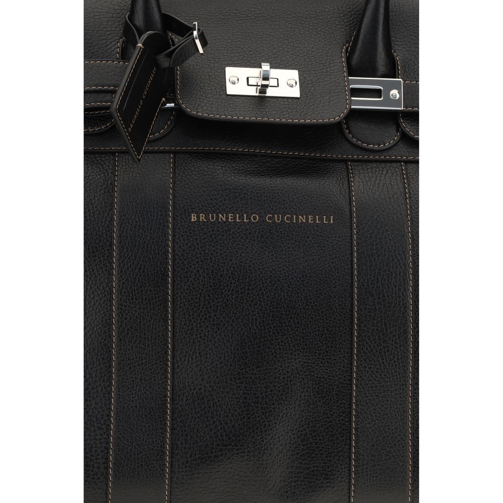 Brunello Cucinelli Black Calf Leather Bos Taurus Luggage And Men's Travel