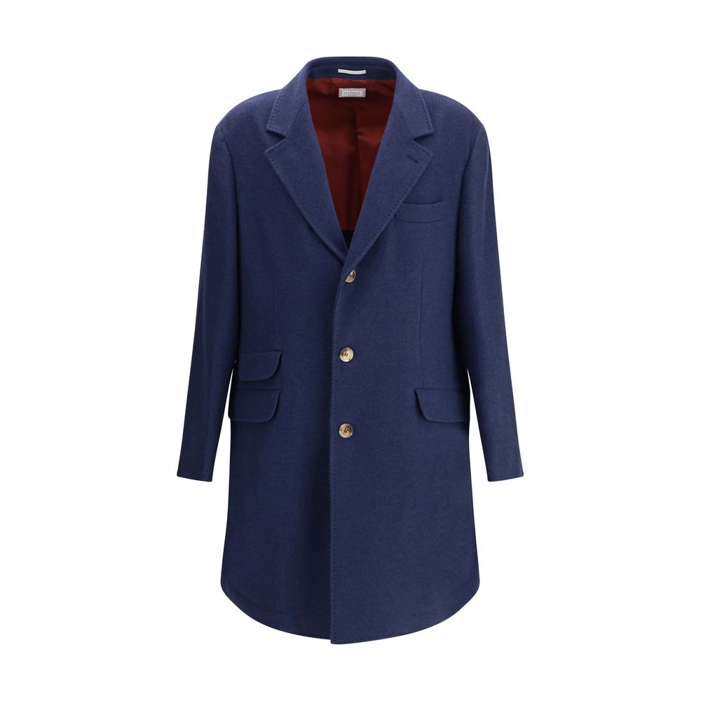 Brunello Cucinelli Blue Cashmere Men's Coat