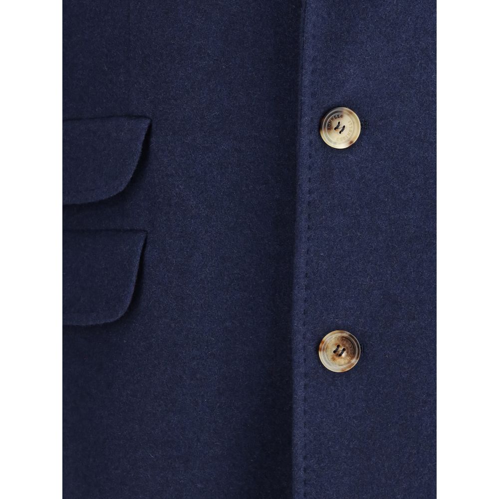 Brunello Cucinelli Blue Cashmere Men's Coat
