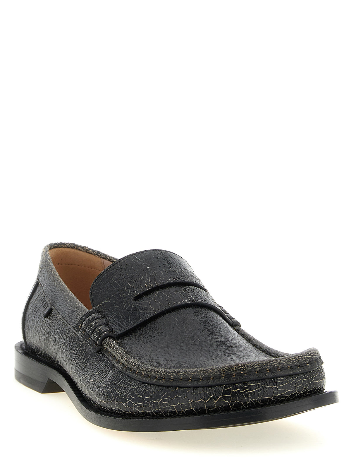 Loewe Black Calfskin Slip-On Men's Loafers