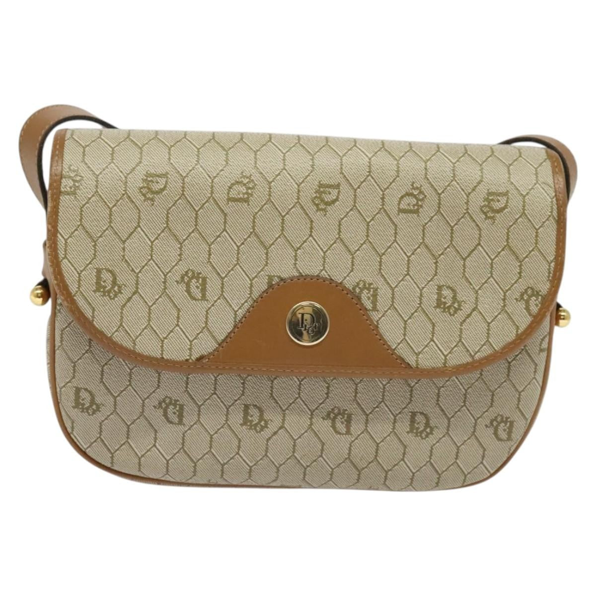Christian Dior Vintage Honeycomb Canvas Beige Canvas Shoulder Bag Bag (Pre-Owned)