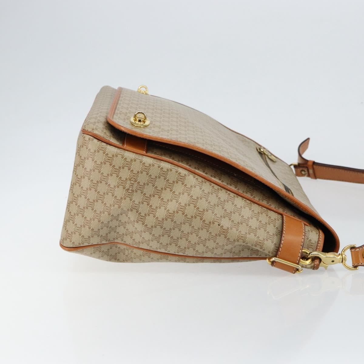 Celine Macadam Shoulder Pvc Leather Beige Canvas Bag (Pre-Owned)