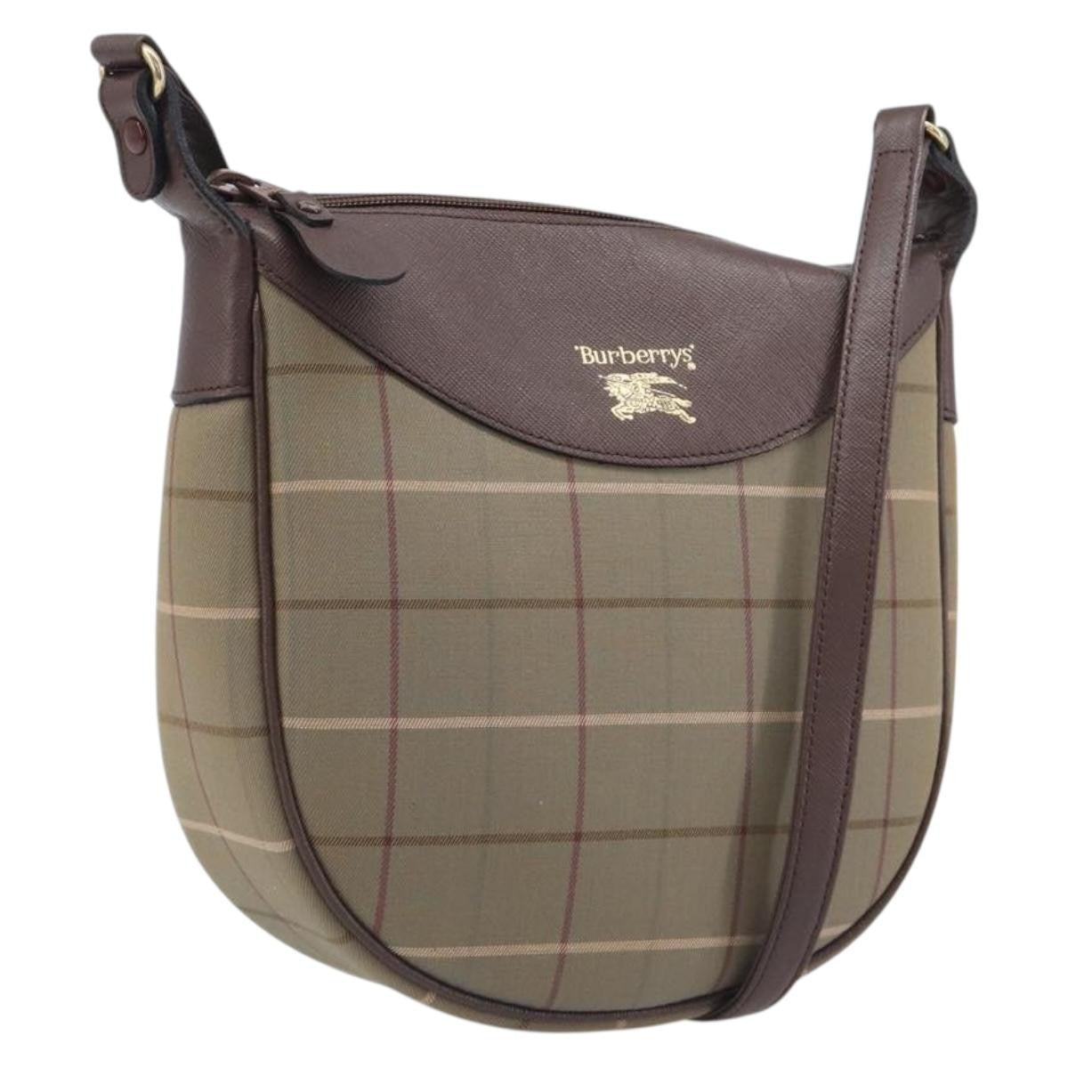 Burberry Nova Check Shoulder Bag Canvas Brown Canvas Shoulder Bag Bag (Pre-Owned)