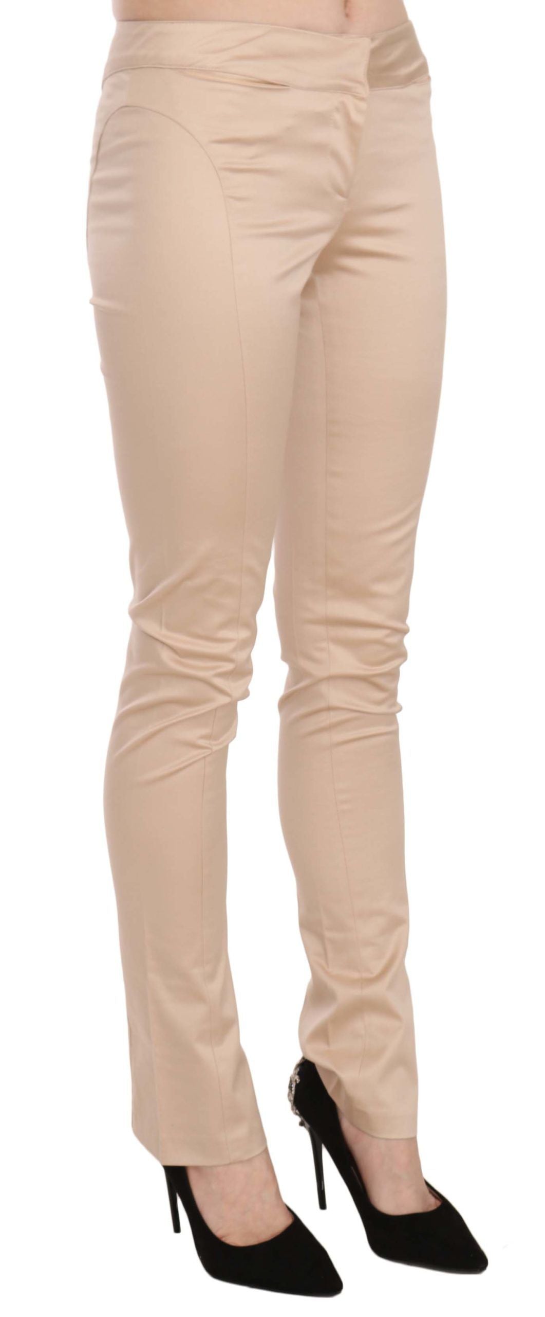 Just Cavalli Cream Low Waist Skinny Formal Trousers Women's Pants