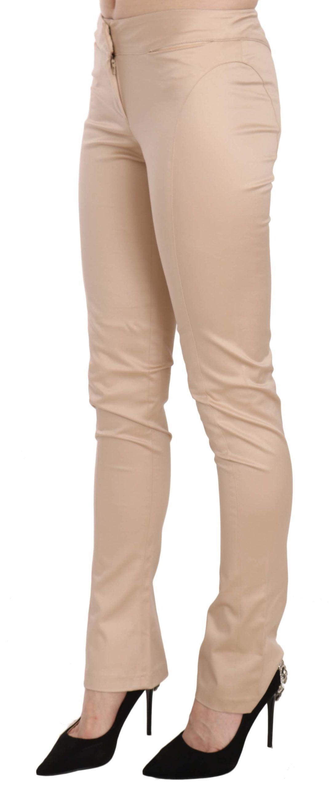 Just Cavalli Cream Low Waist Skinny Formal Trousers Women's Pants