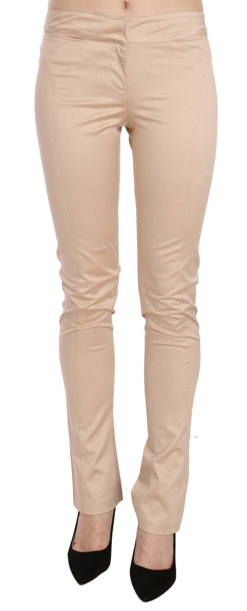 Just Cavalli Cream Low Waist Skinny Formal Trousers Women's Pants