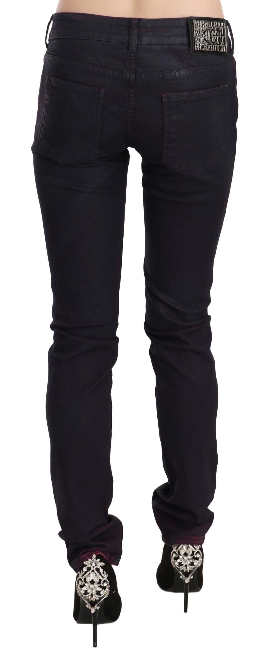 Just Cavalli Black Cotton Low Waist Skinny Denim Women's Pants
