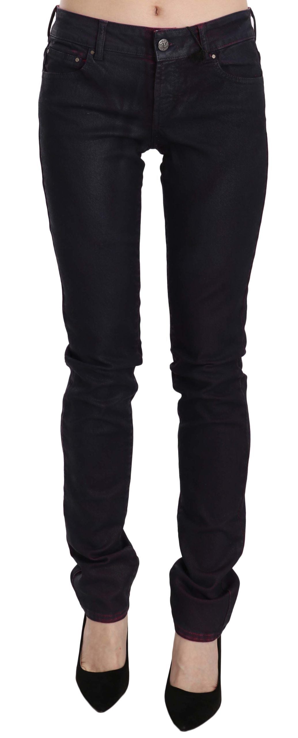 Just Cavalli Black Cotton Low Waist Skinny Denim Women's Pants