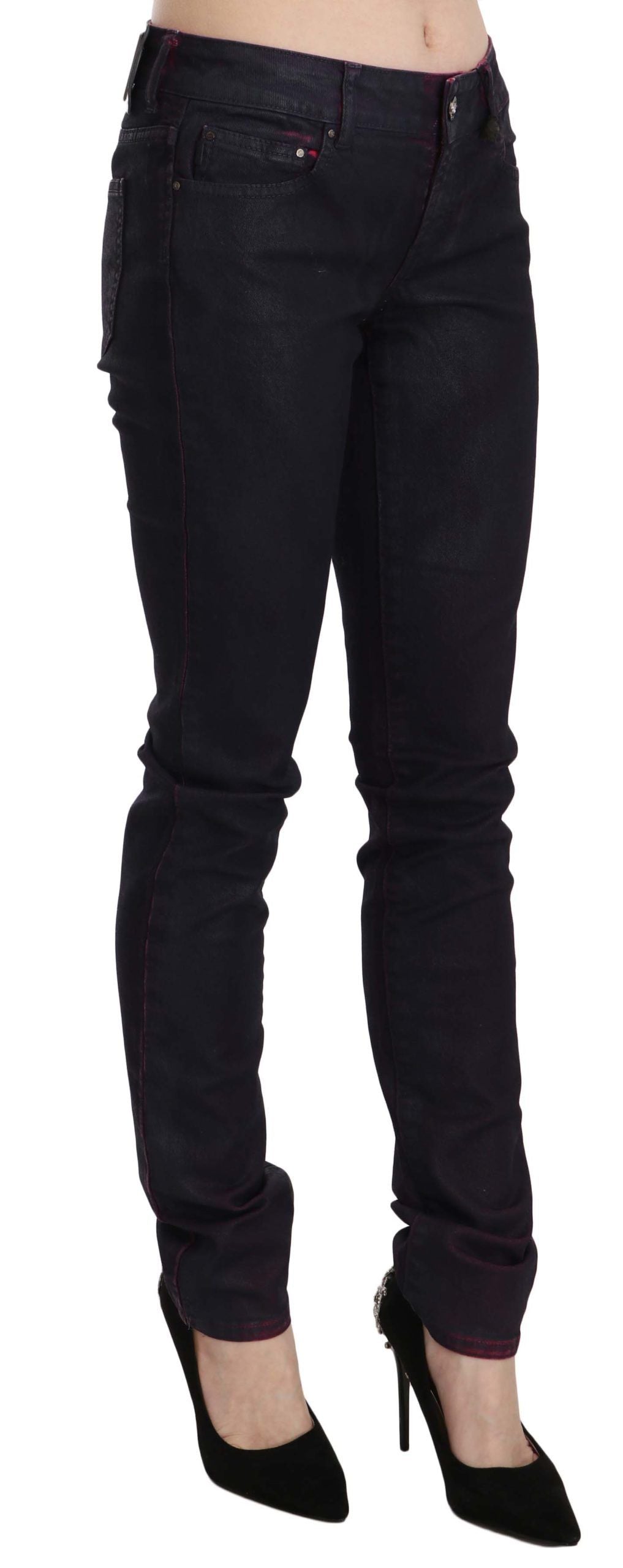 Just Cavalli Black Cotton Low Waist Skinny Denim Women's Pants