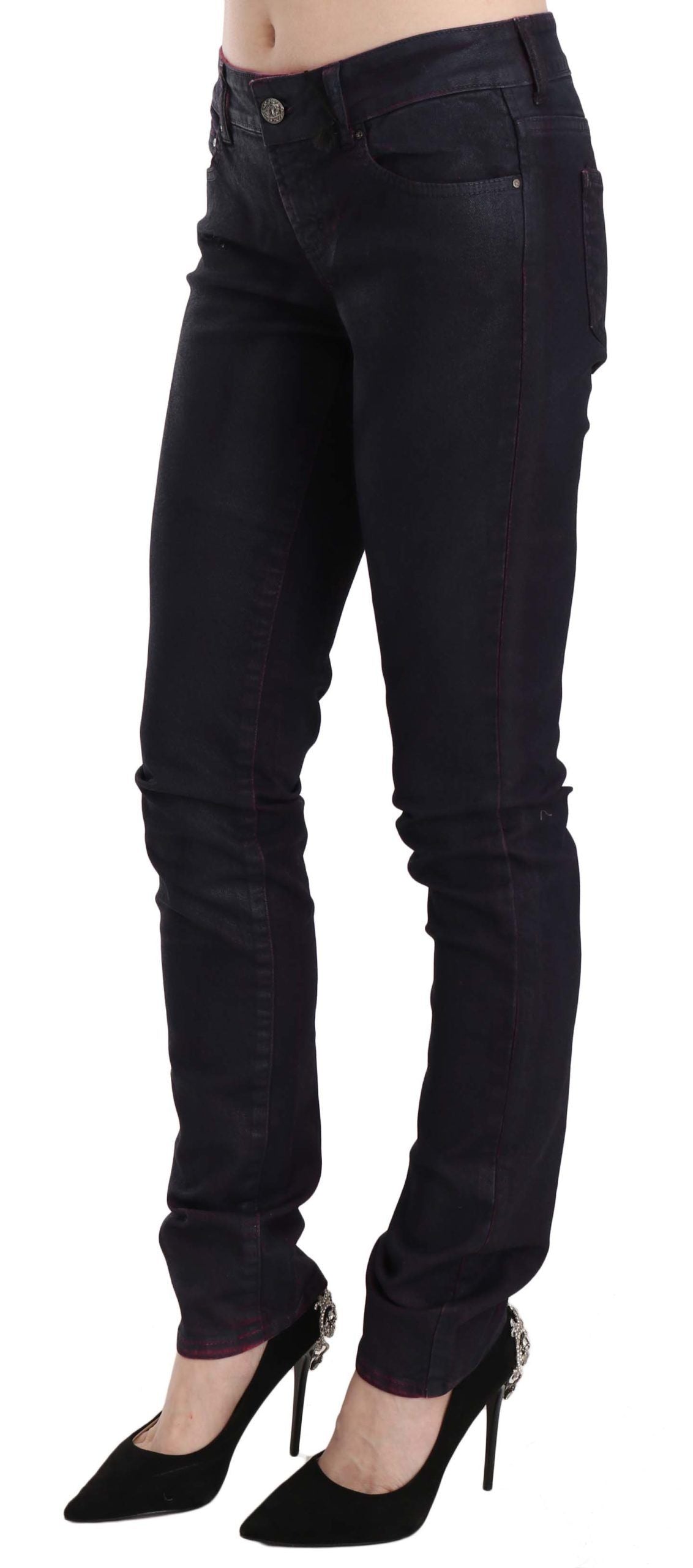 Just Cavalli Black Cotton Low Waist Skinny Denim Women's Pants