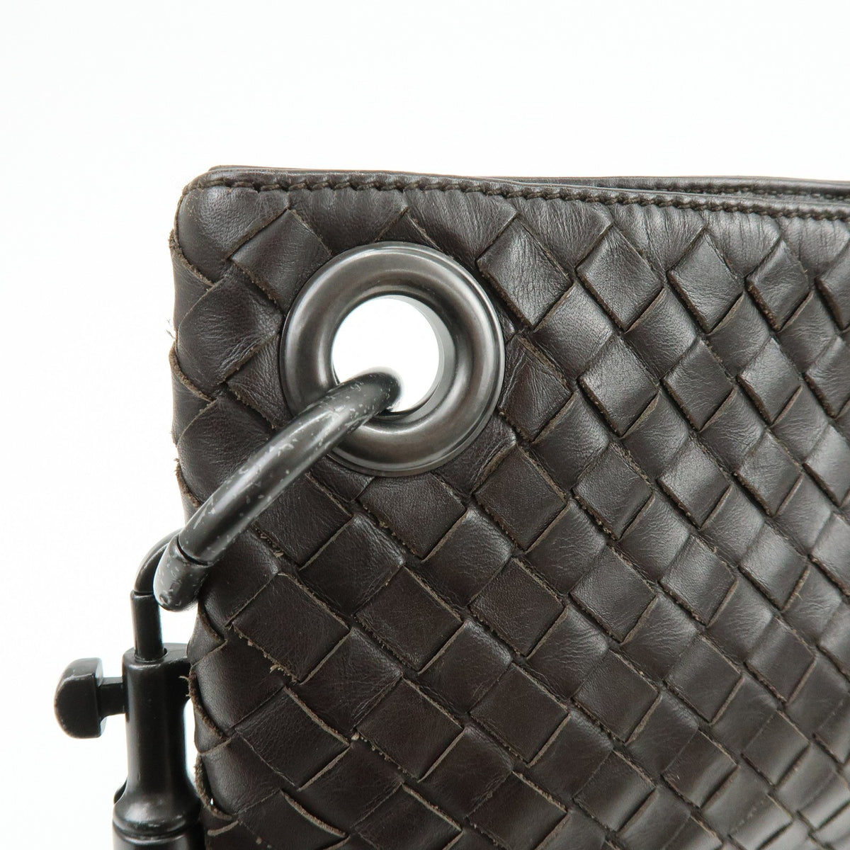 Bottega Veneta Flat Messenger Intrecciato Nappa Brown Leather Handbag (Pre-Owned)