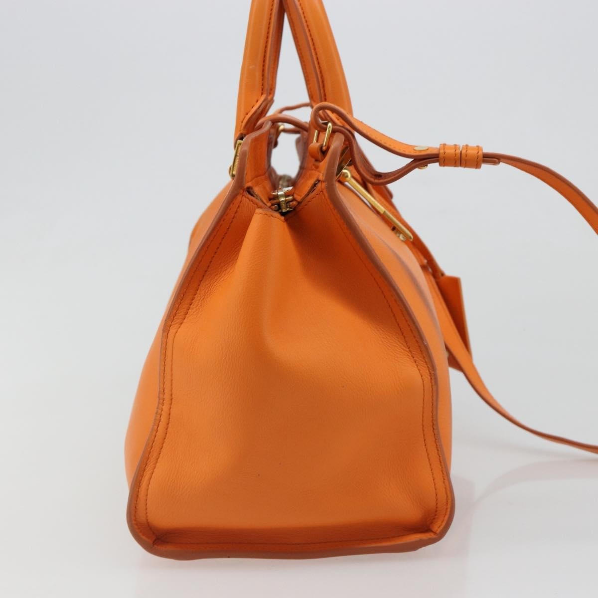 Saint Laurent Classic Y Cabas Leather Orange Leather Tote Bag Bag (Pre-Owned)