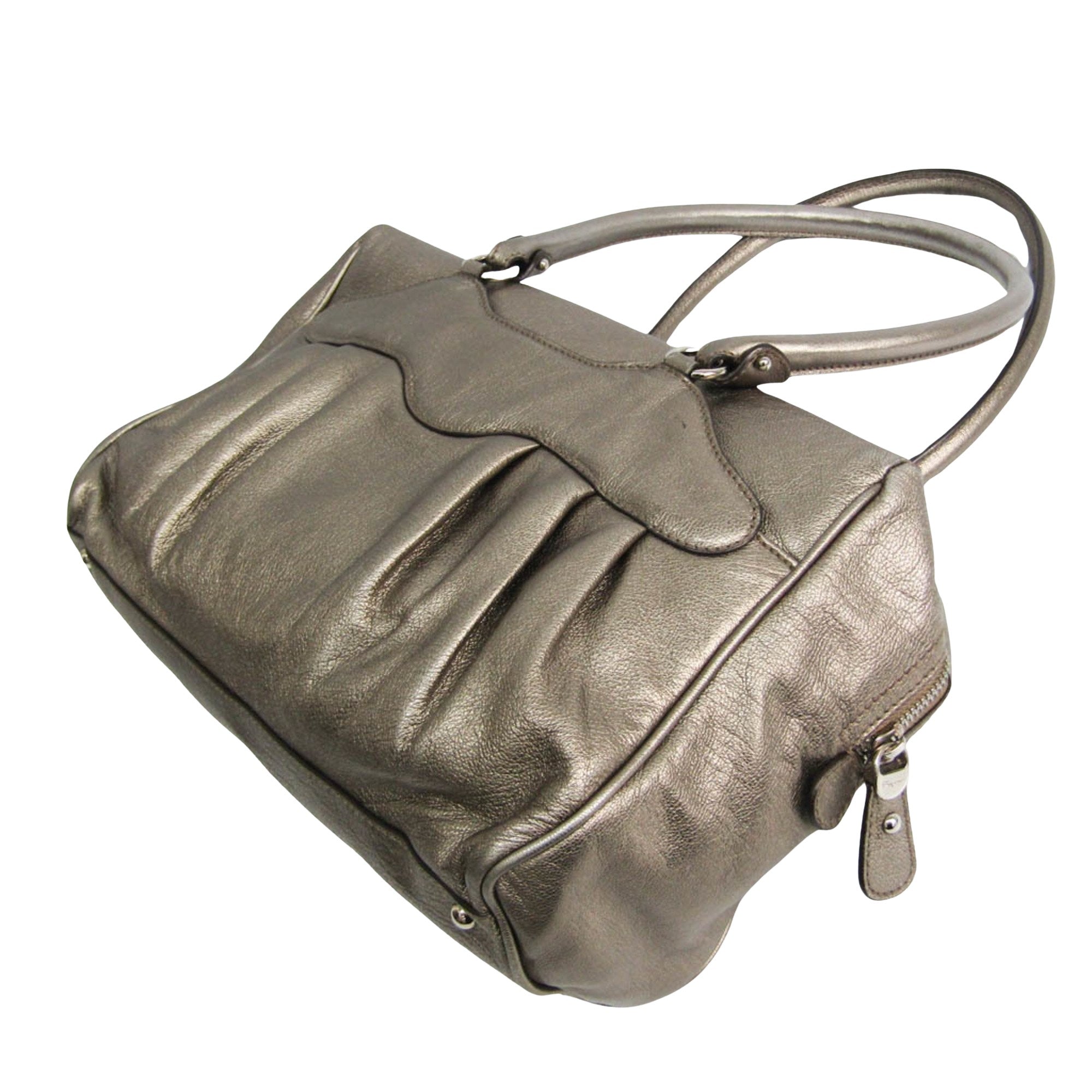 Salvatore Ferragamo Gancini Silver Leather Handbag (Pre-Owned)