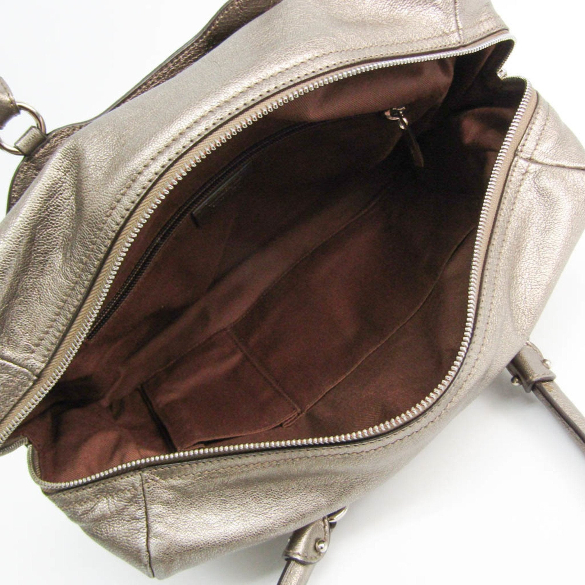 Salvatore Ferragamo Gancini Silver Leather Handbag (Pre-Owned)