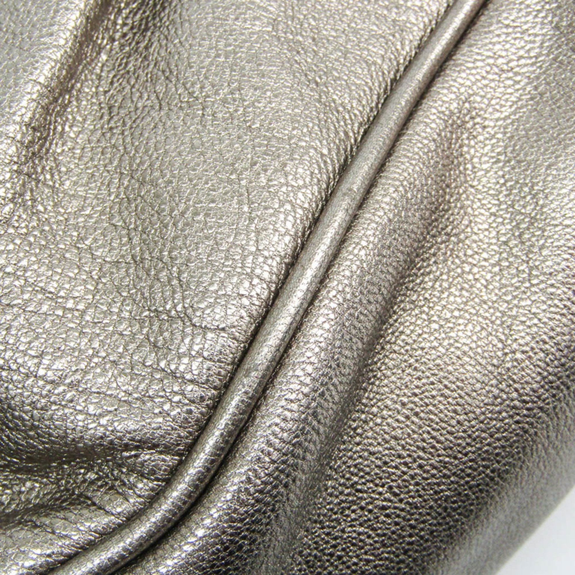 Salvatore Ferragamo Gancini Silver Leather Handbag (Pre-Owned)
