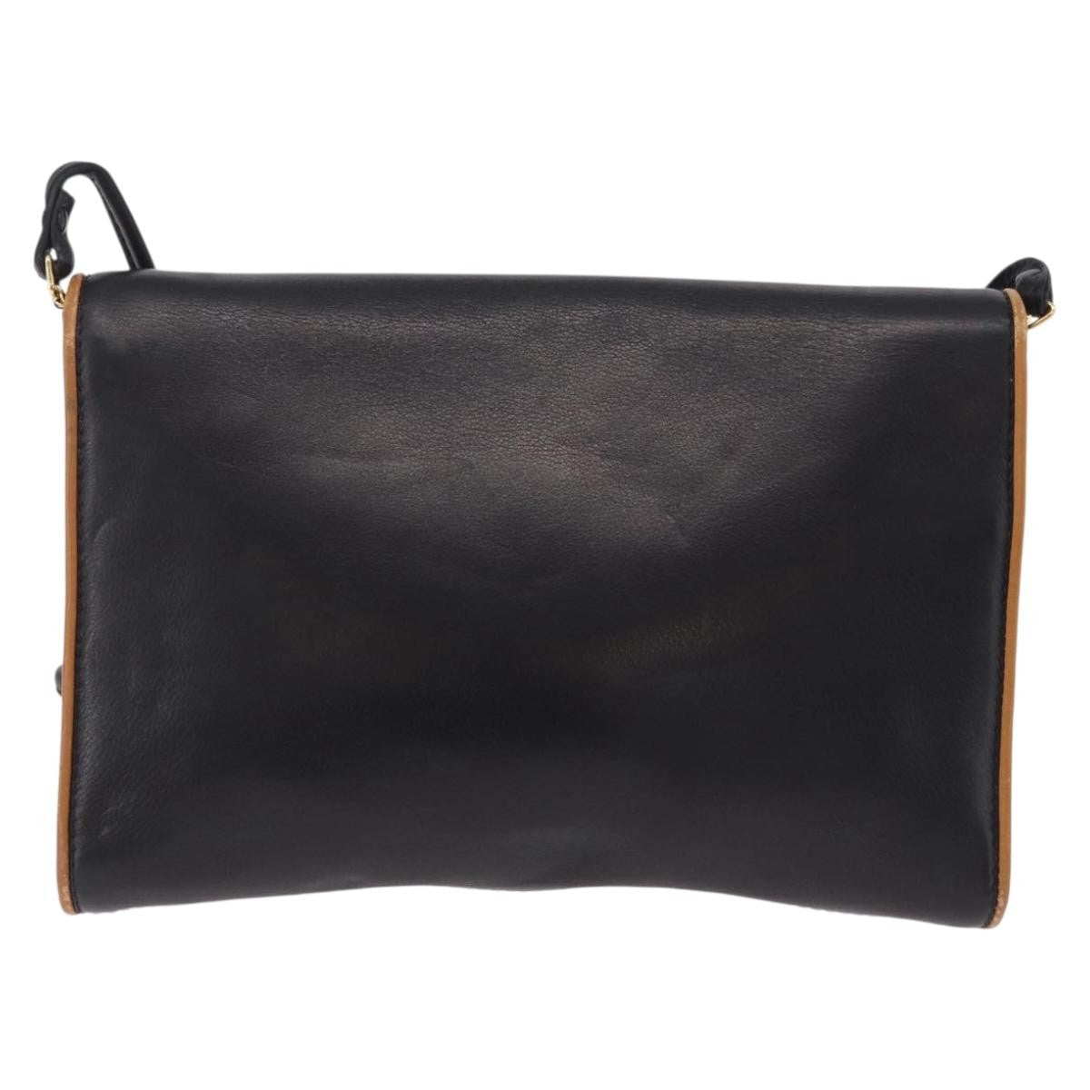 Celine Flap Shoulder Leather Black Leather Shoulder Bag Bag (Pre-Owned)