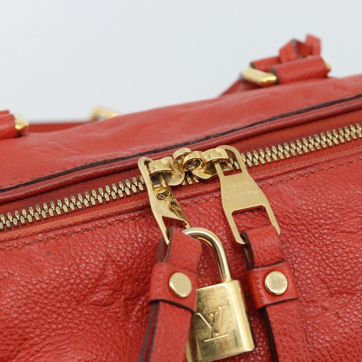 Louis Vuitton Speedy Bandouliere Monogram Empreinte Leather Red Leather Handbag (Pre-Owned)
