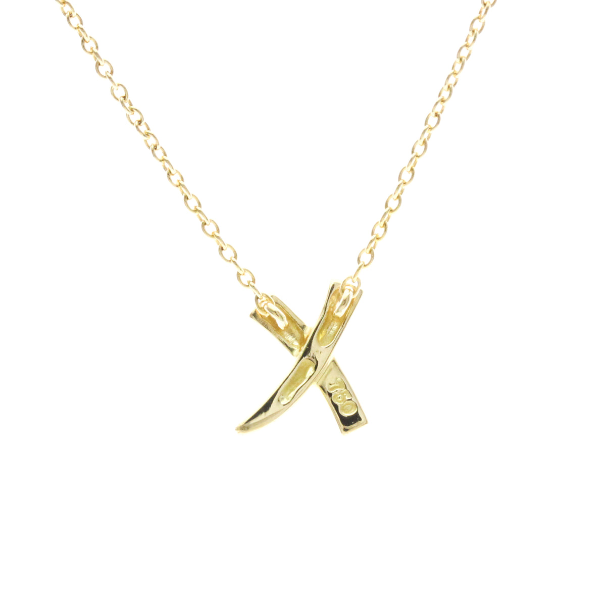 Tiffany & Co. Paloma Picasso Graffiti X Pendant 18K Yellow Gold Gold Yellow_Gold Necklace Jewelry (Pre-Owned)