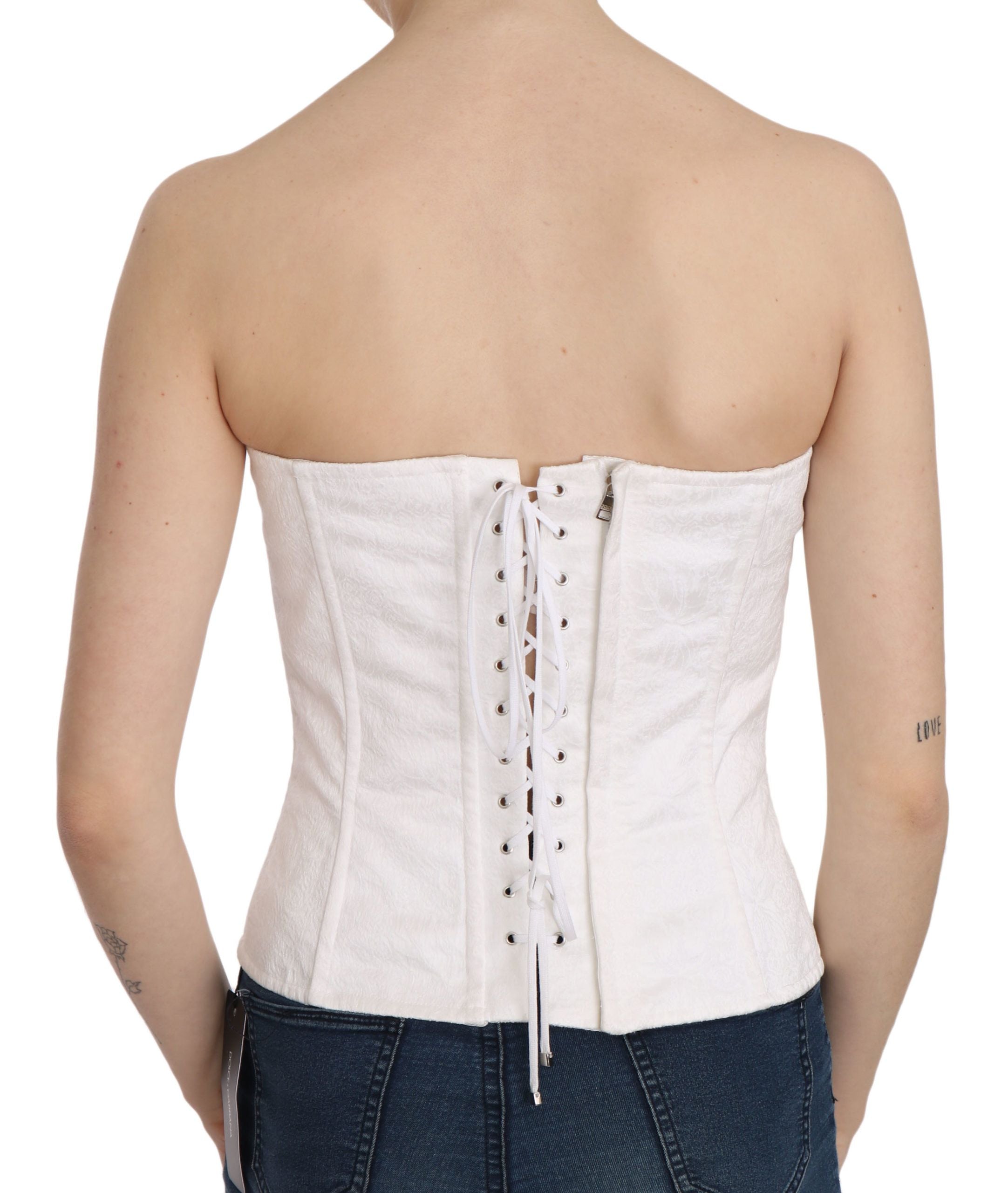 Dolce & Gabbana Elegant White Strapless Corset Women's Top