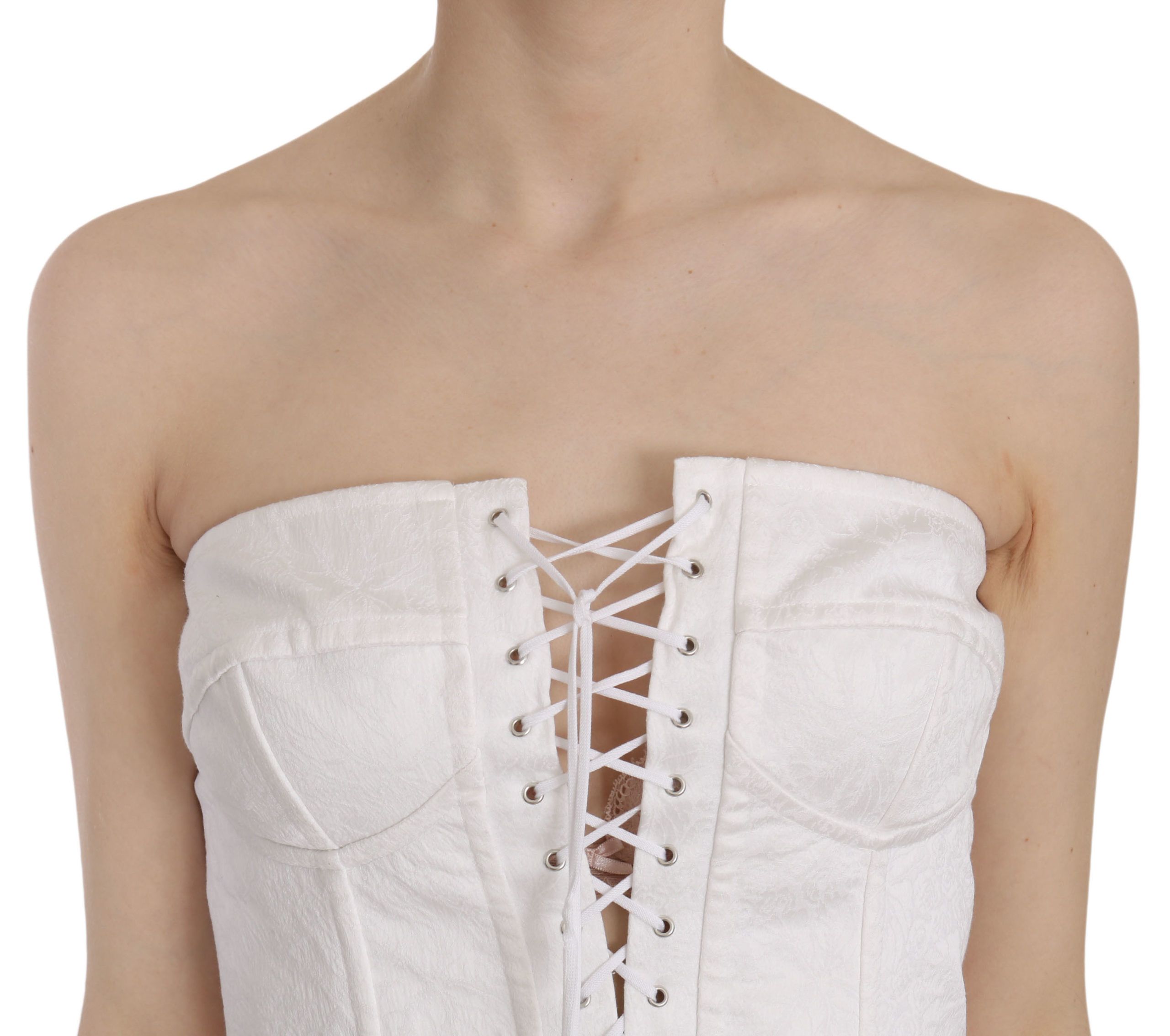 Dolce & Gabbana Elegant White Strapless Corset Women's Top