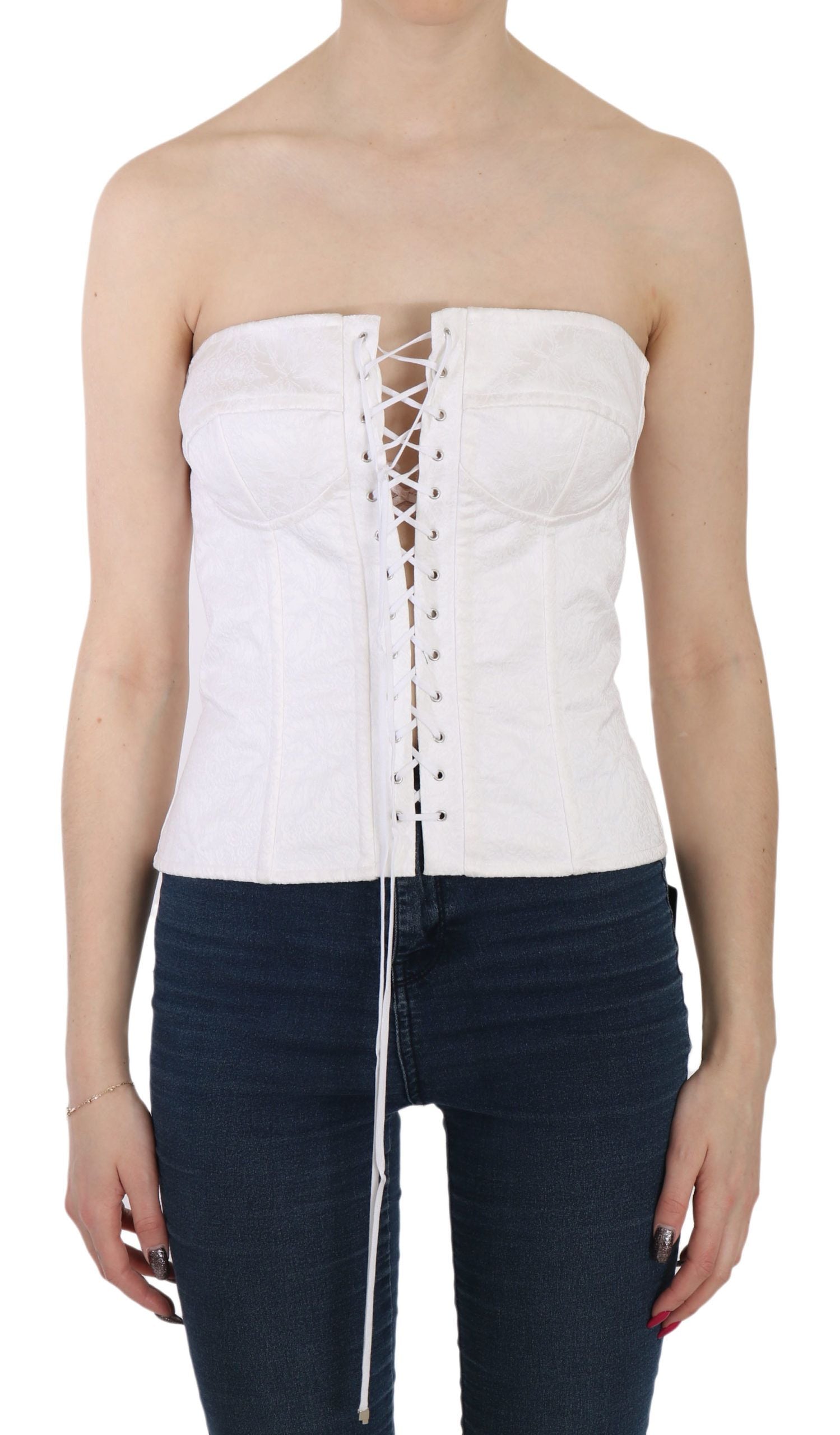 Dolce & Gabbana Elegant White Strapless Corset Women's Top