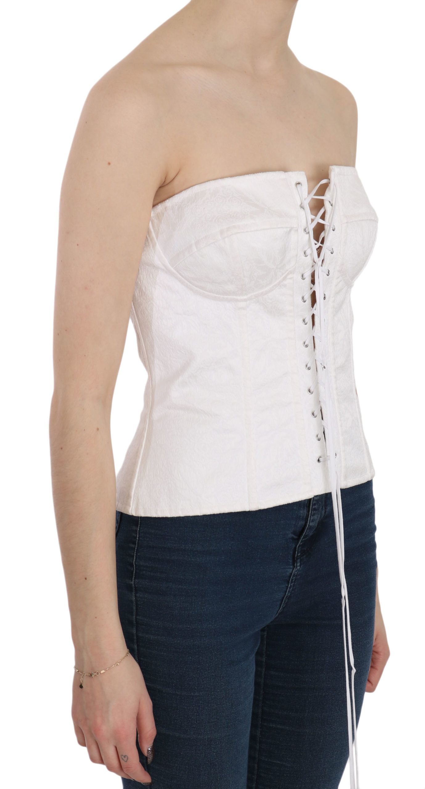 Dolce & Gabbana Elegant White Strapless Corset Women's Top
