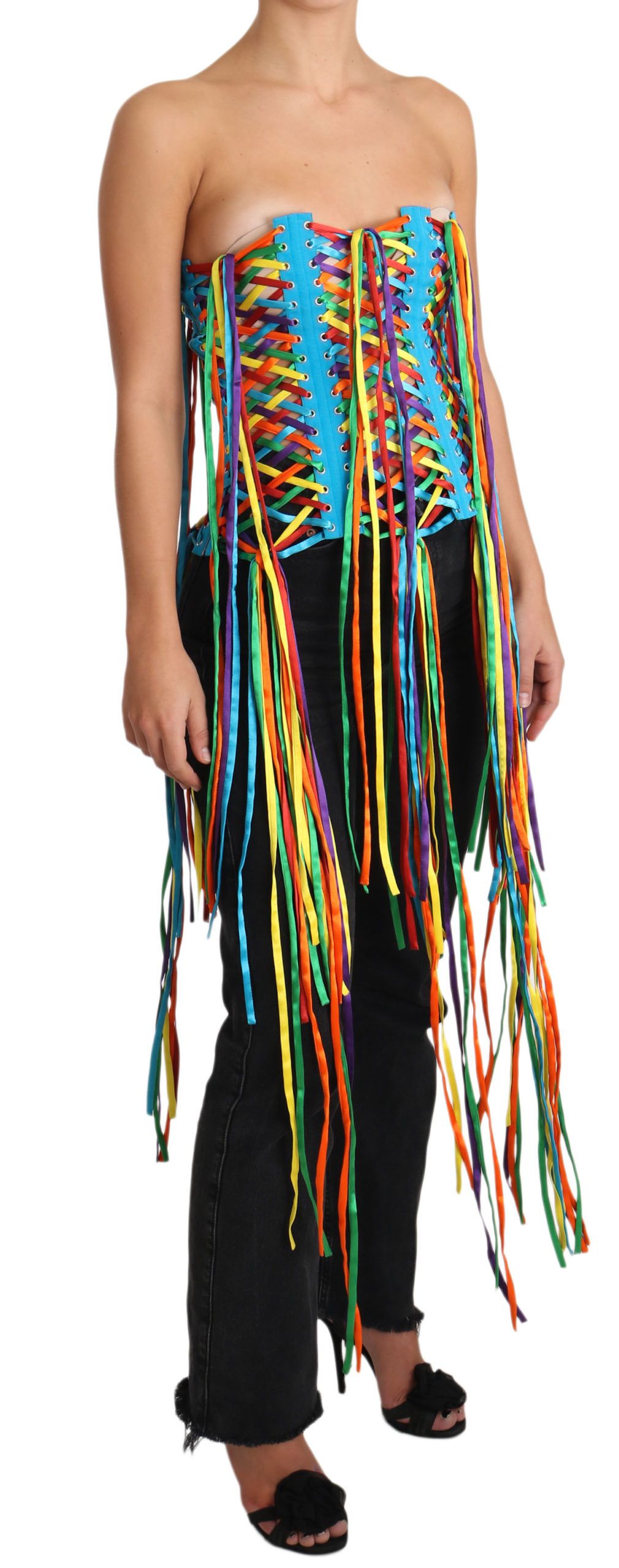 Dolce & Gabbana Multicolor Strings Bustier Polyester Corset Women's Top
